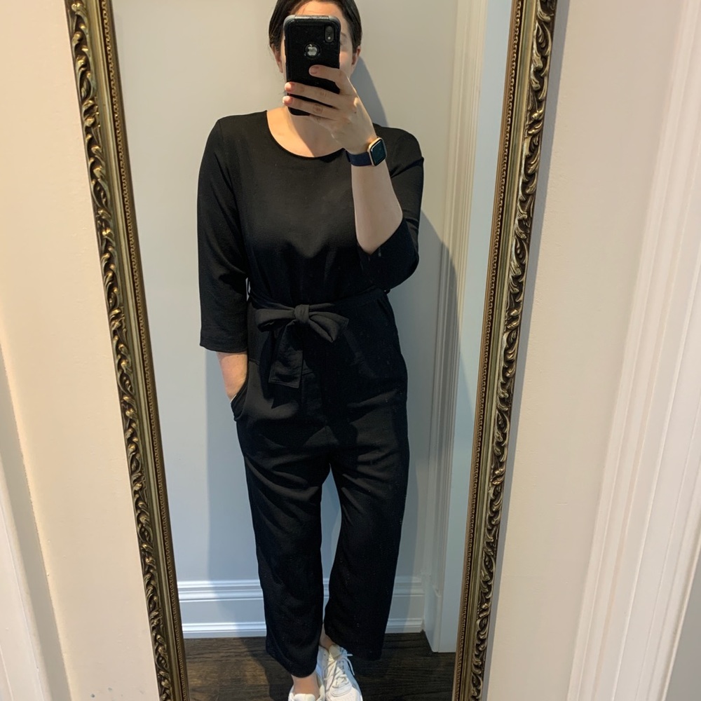Women's Black Belted Jumpsuit